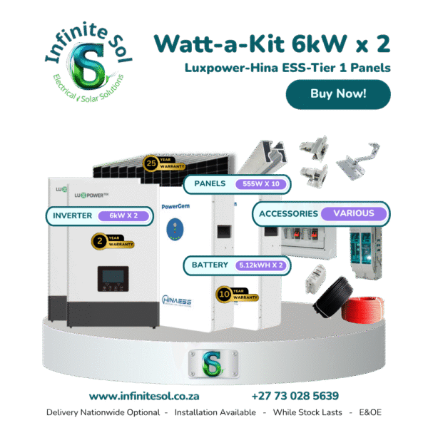 IN0004~1 IN000407 Watt-a-Kit 6kW x 2 (Luxpower-Hina ESS-Panels-Accessories) Infinite Sol