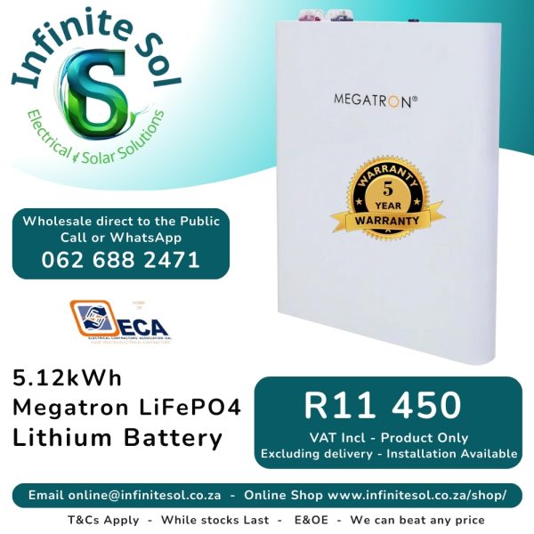 5.12kWh Megatron LiFePO4 Lithium Battery